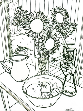 Sunflowers by Window